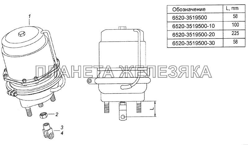 6520-3519500 Тормозная камера тип 30/24 КамАЗ-6522 (Euro-2, 3)